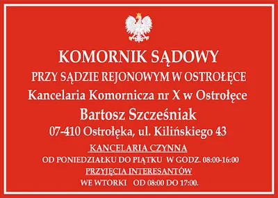 Komornik Sądowy przy Sądzie Rejonowym w Ostrołęce Bartosz Szcześniak